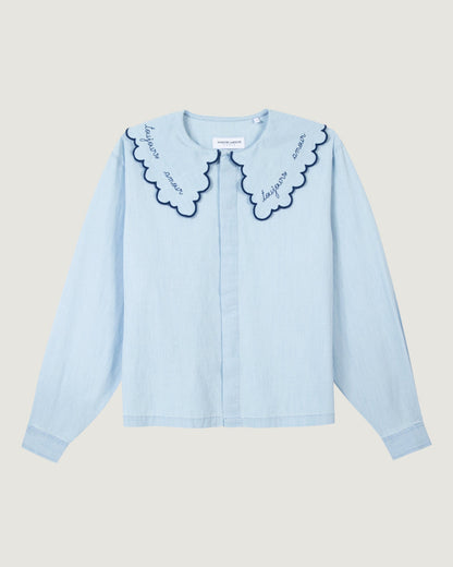 "amour toujours" sourdière chambray shirt#color_denim-bleached