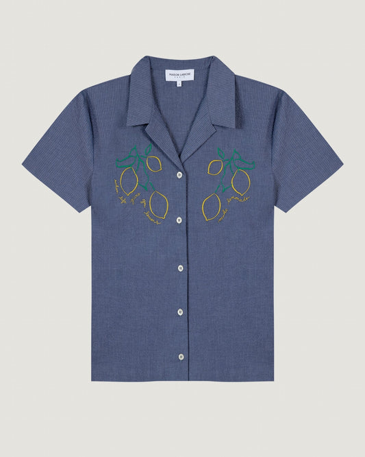 "lemon" souchier seersucker shirt#color_carbon-blue