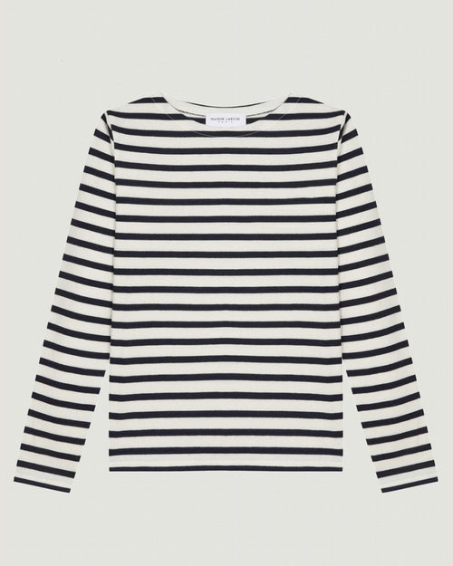 mens personalizable long sleeved colombier sailor shirt#color_ivory-navy